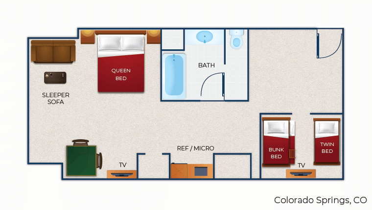 The floorplan for the KidCabin Suite(Mountain View) 